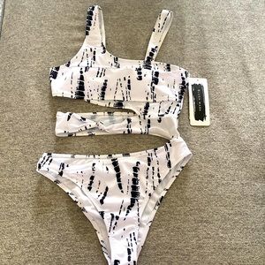 Black And White One-Piece Swimsuit